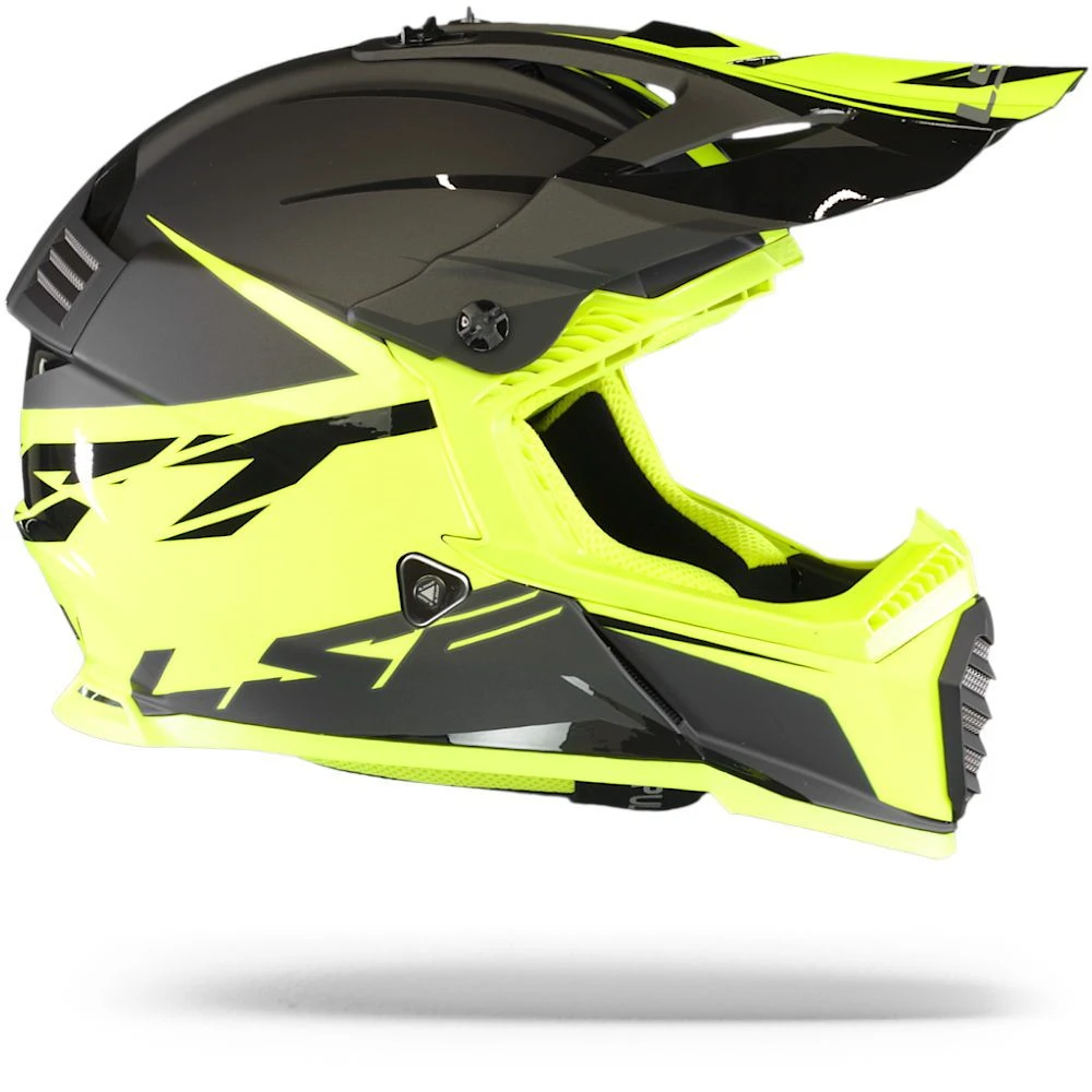LS2 MX437 Fast Evo Roar Mat Zwart Hi-V Geel Crosshelm 2 LS2 MX437 Fast Evo Roar Mat Zwart Hi-V Geel Crosshelm - Afbeelding 2