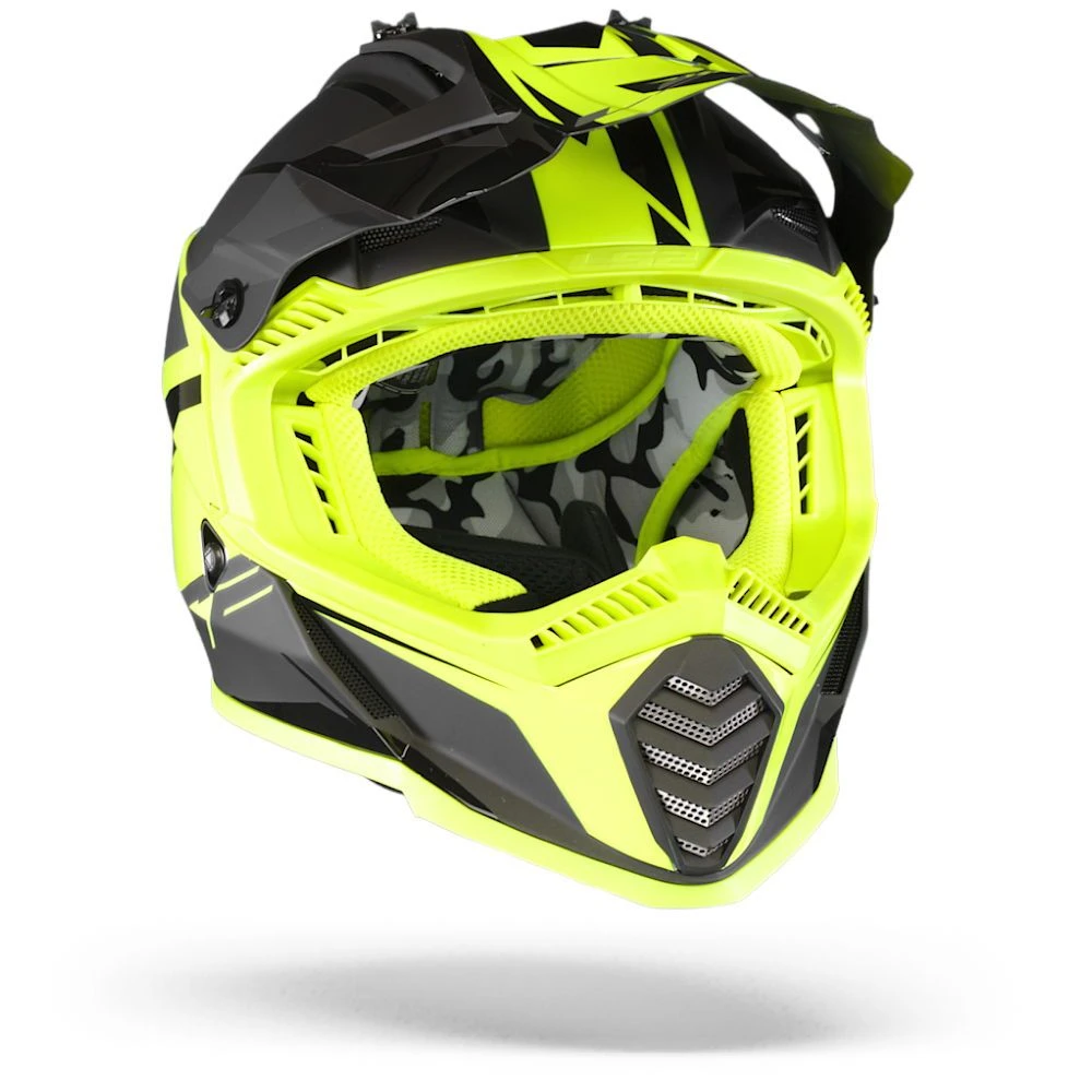 LS2 MX437 Fast Evo Roar Mat Zwart Hi-V Geel Crosshelm 6 LS2 MX437 Fast Evo Roar Mat Zwart Hi-V Geel Crosshelm - Afbeelding 6