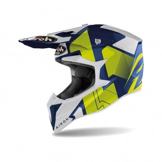 Airoh Wraap Raze Blauw Geel Crosshelm 1 Airoh Wraap Raze Blauw Geel Crosshelm