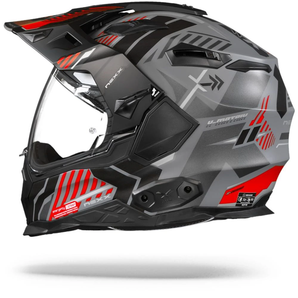 Nexx X.WED2 Wild Country Grijs Rood Mat Adventure Helm 2 Nexx X.WED2 Wild Country Grijs Rood Mat Adventure Helm - Afbeelding 2