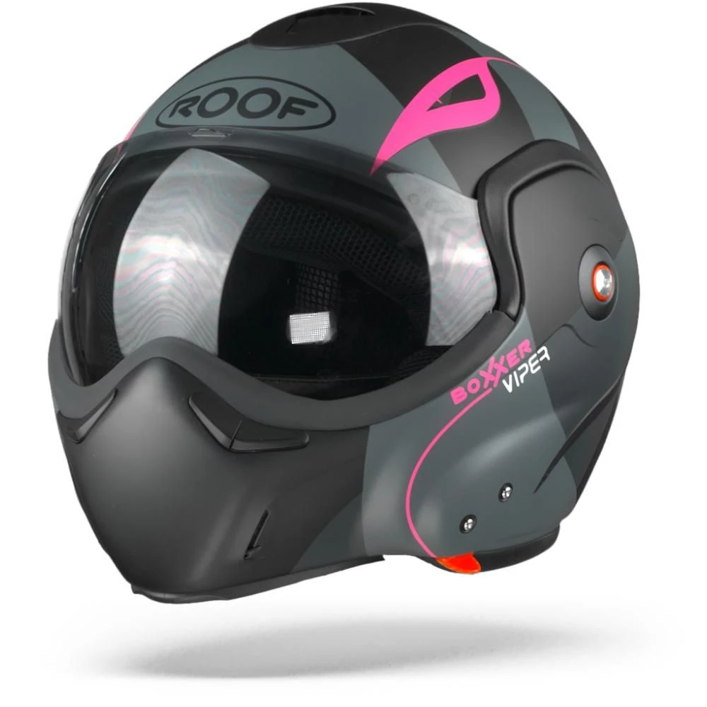 ROOF BoXXer Viper Mat Zwart Roze Systeemhelm 5 ROOF BoXXer Viper Mat Zwart Roze Systeemhelm - Afbeelding 5
