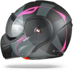 ROOF BoXXer Viper Mat Zwart Roze Systeemhelm