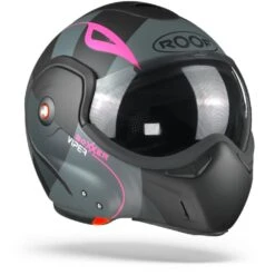 ROOF BoXXer Viper Mat Zwart Roze Systeemhelm 8 ROOF BoXXer Viper Mat Zwart Roze Systeemhelm -Motoronderdelen Winkel ro9 boxxer viper noir rose mat.33 1