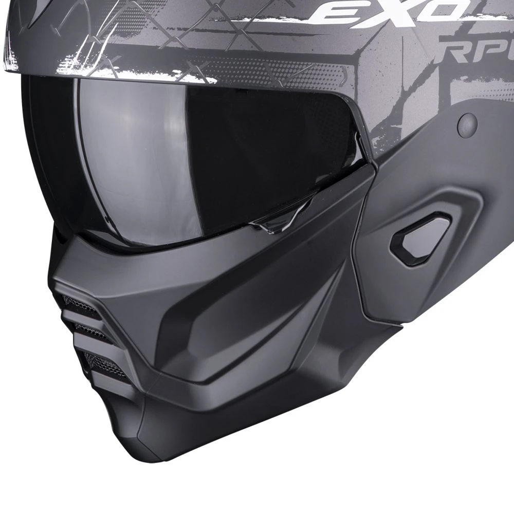 Scorpion Exo-Combat II Xenon Matt Black-White 1 Scorpion Exo-Combat II Xenon Matt Black-White